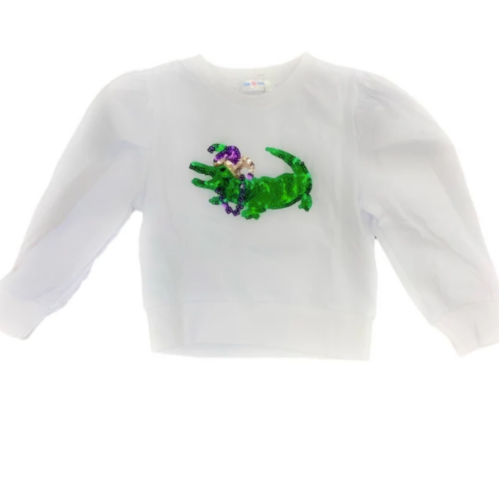 Size 8 SEQUIN MARDI GRAS ALLIGATOR SHIRT - LULU BEBE